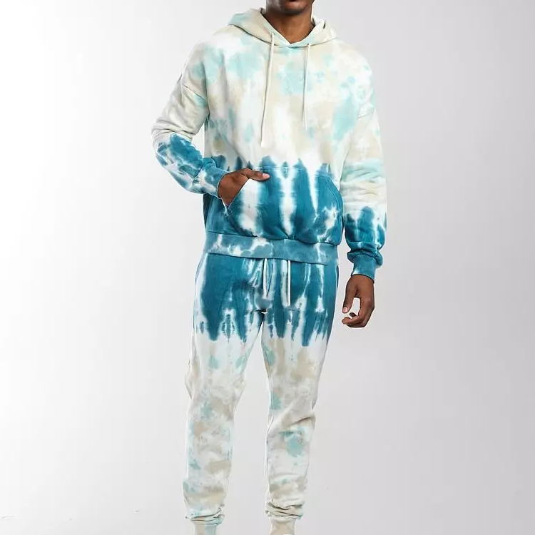 Wholesale Private Label Custom Tie Dye 100% Cotton Workout Pullover Blank Hoodies For Men detail pictures