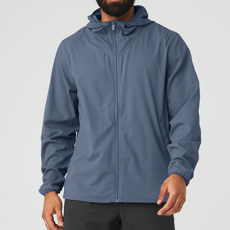 Wholesale Lightweight Custom Sports Windbreaker Full Zip Up Gym Jacket For Men detail pictures