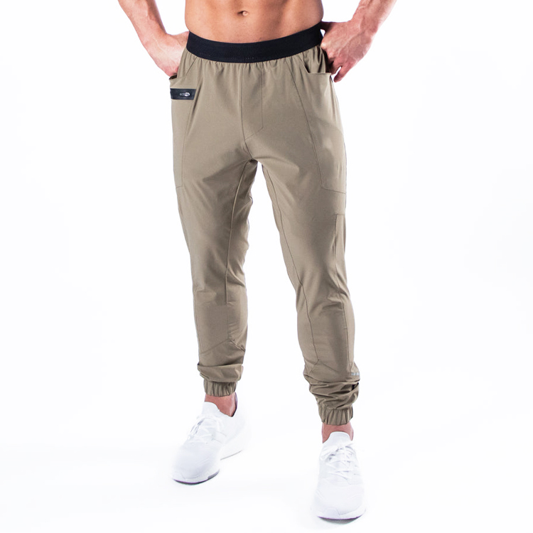 New Trendy 100% Polyester Custom Elastic Waist Men Track Jogger Pants With Elastic Bottom detail pictures