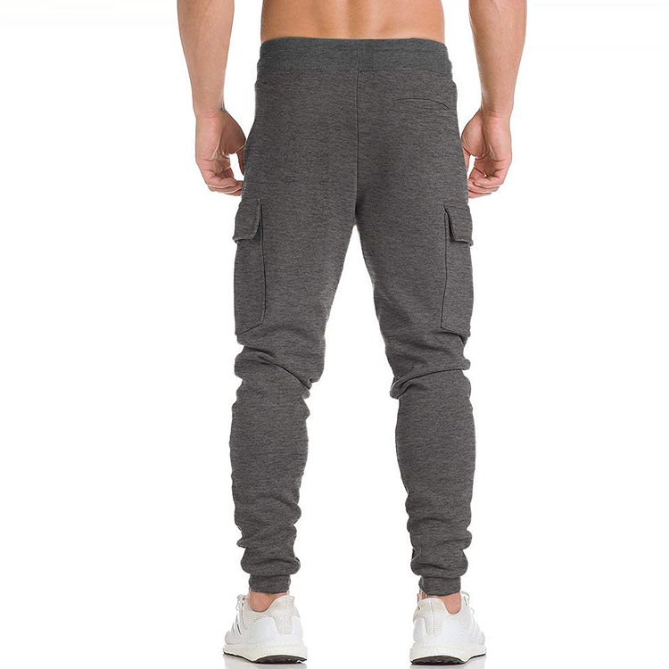 Wholesale Drawstring Waist Cotton Polyester Cargo Pockets Men Workout Jogger Sweat Pants detail pictures