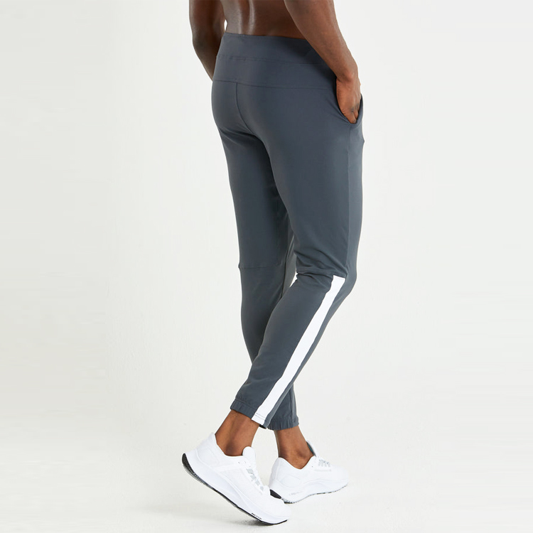 Wholesale Drawstring Waist Contrast Calf Workout Sports Sweat Jogger Pants For Men detail pictures