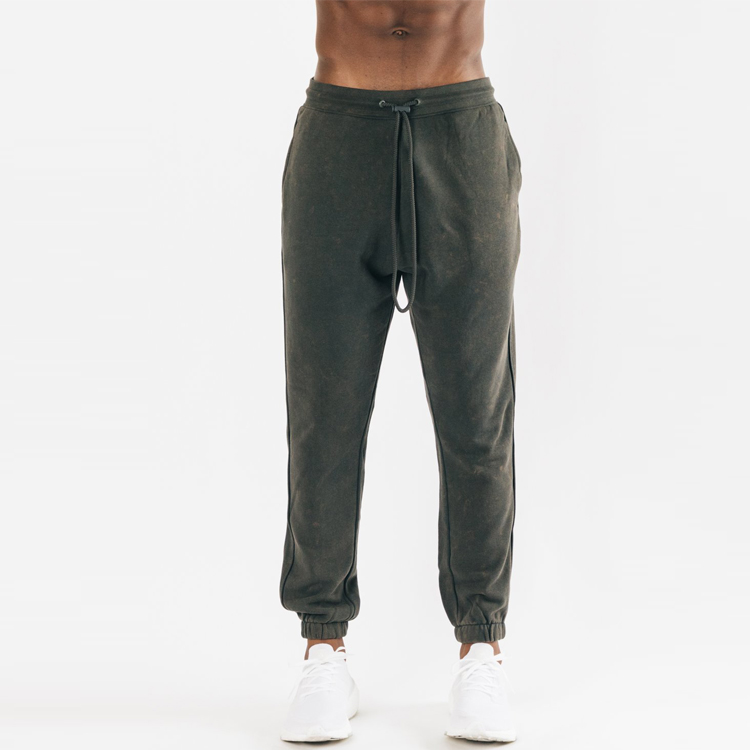 Wholesale Drawstring Waist Acid Washed Oversize Workout Jogger Sweat Pants For Men detail pictures