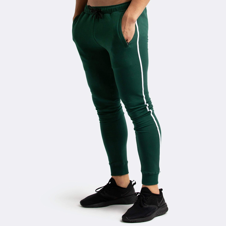 Wholesale Side Strip Custom Drawstring Waist Men Workout Pants Slim Fit Gym Joggers detail pictures