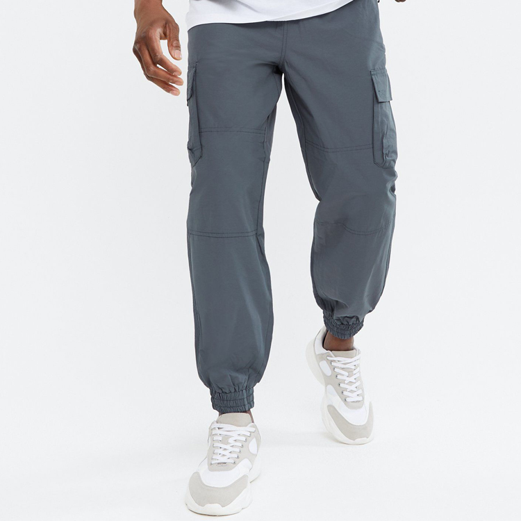 New Trendy 100% Polyester Utility Zipper Cargo Pocket Relaxed Fit Men Track Joggers Pants