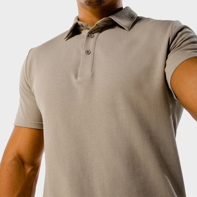 Wholesale Breathable Polyester Slim Fit Men Workout Polo T Shirts Custom Logo detail pictures