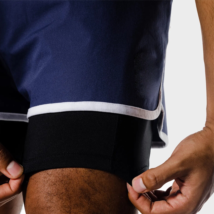 Factory Price Four Way Stretch Drawstring Waist 2 IN 1 Gym Athletic Shorts For Men detail pictures