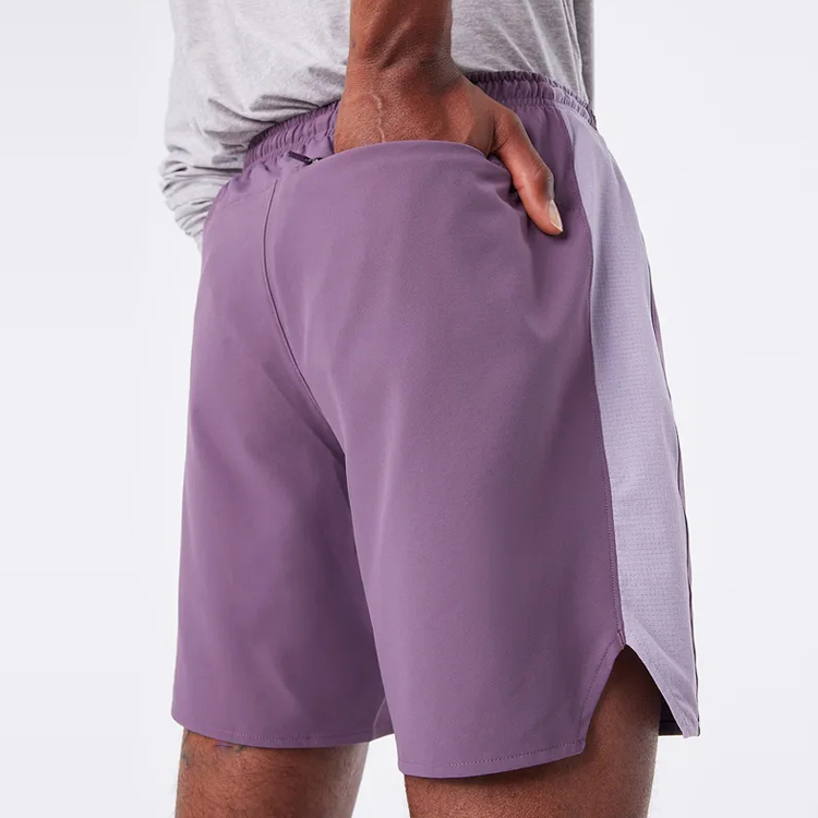 Custom Logo Athletic Fitness Running Elastic Waist Polyester Gym Sports Shorts For Men detail pictures