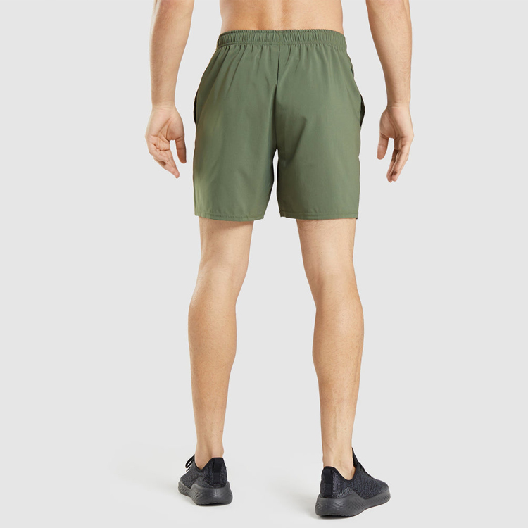 OEM Quick Dry 100% Polyester Elastic Waist Men Sports Athletic Gym Shorts With Pocket detail pictures