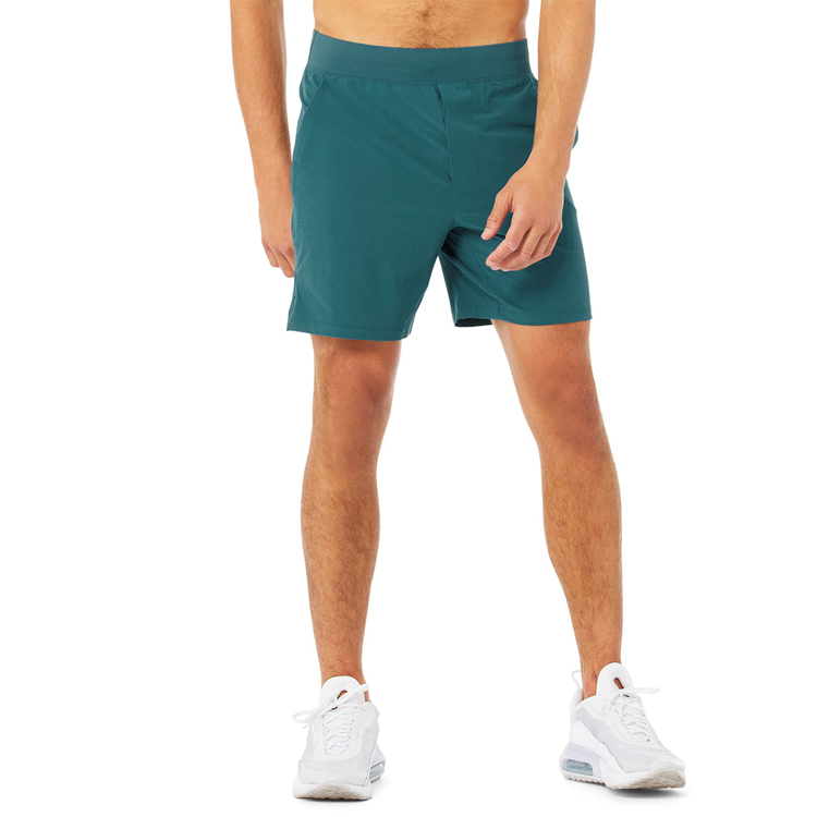 OEM Lightweight Elastic Waist Men Athletic Fitness Shorts Custom Logo With Side Slit detail pictures
