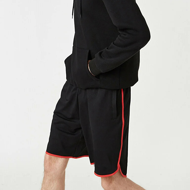 Wholesale Drawstring Waist Contrast Piping French Terry Cotton Jogger Sweat Shorts For Men detail pictures