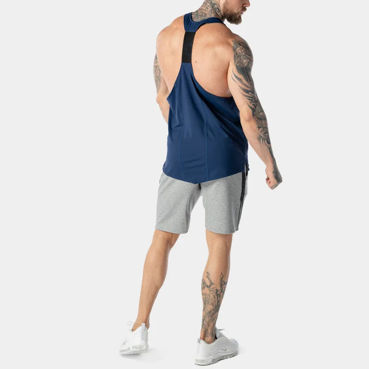Sports Quick Dry Basic Stringer Custom Logo Polyester Fitness Tank Tops For Men detail pictures