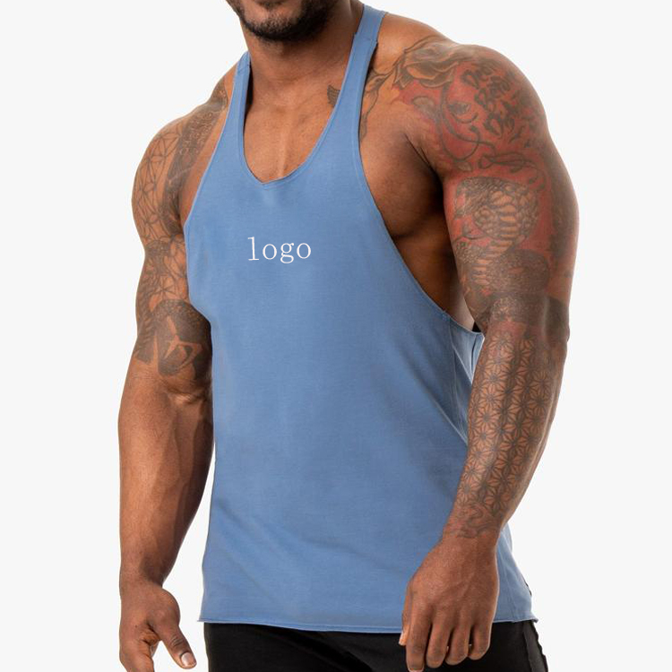 Hot Sale Cotton Muscle Building Gym Stringer Custom Logo Sports Tank Top For Men