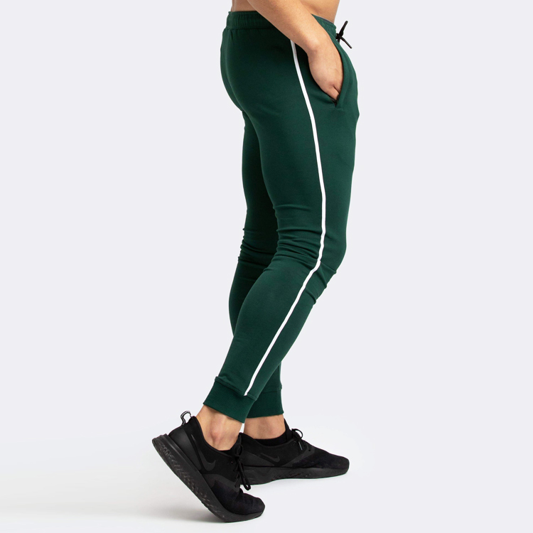 Wholesale Side Strip Custom Drawstring Waist Men Workout Pants Slim Fit Gym Joggers detail pictures