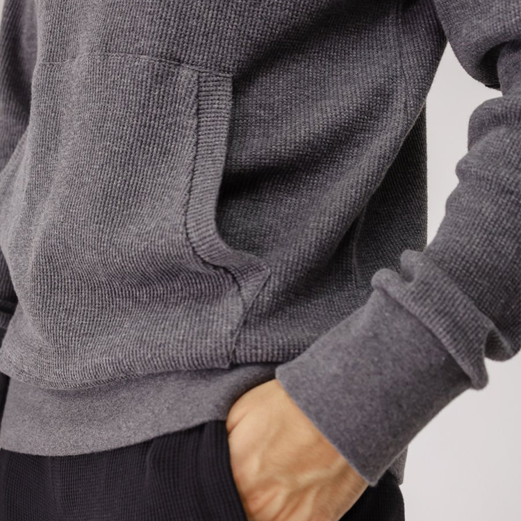 High Quality Custom Logo Men’s Waffle Turtleneck Plain Sweatshirts With Kangaroo Pocket detail pictures