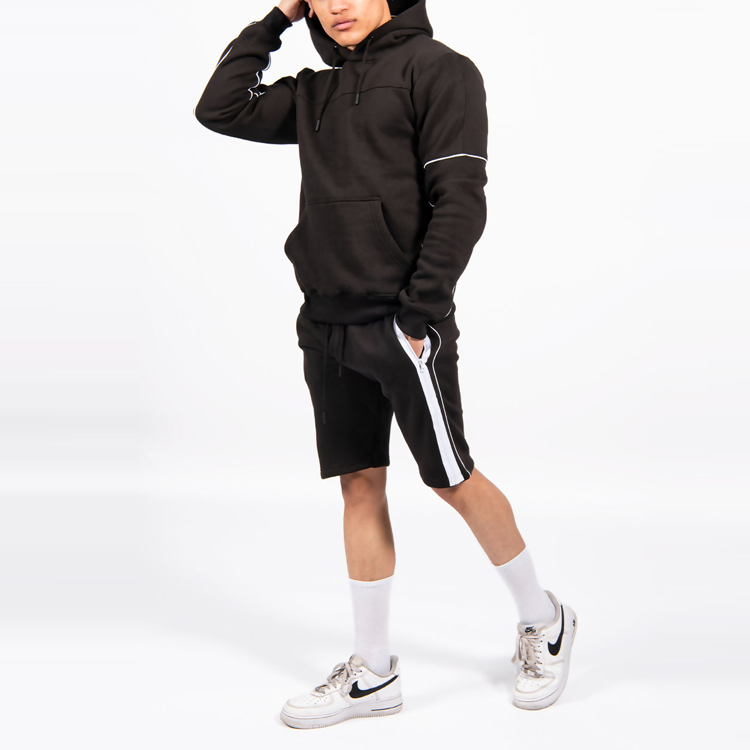High Quality 2 Pieces Cotton Shorts Sets Blank Tracksuit Custom Logo For Men detail pictures