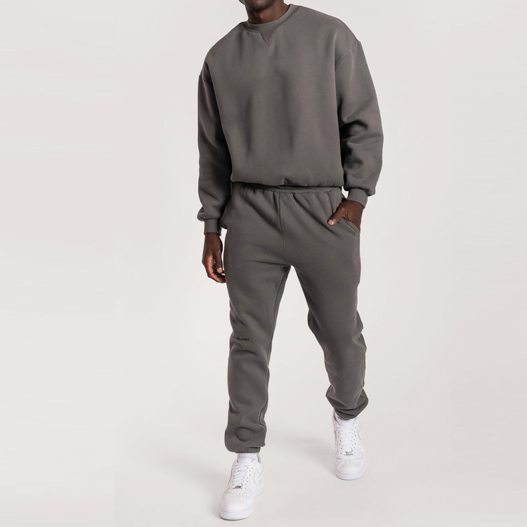 Top sell Gym Anti-Pilling 60 Cotton 40 Polyester Slim Fit Custom Jogger Tracksuit Set For Men detail pictures