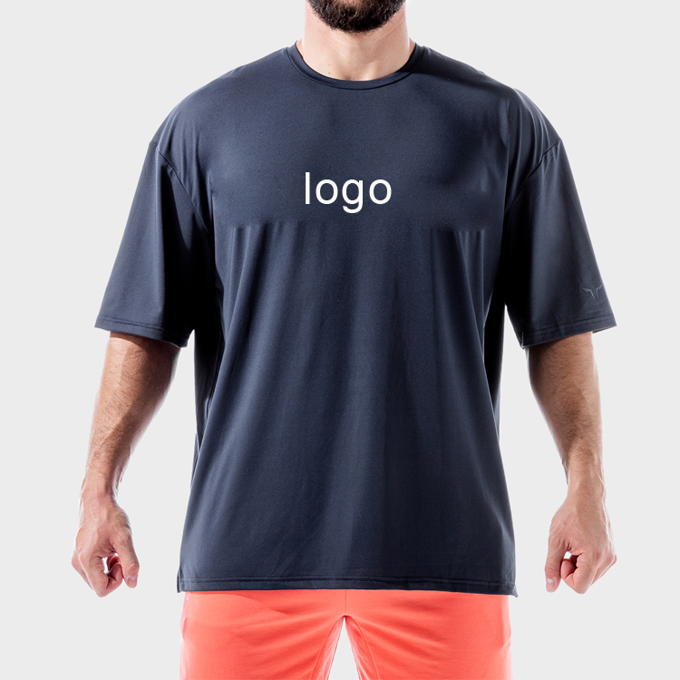 Custom Logo Printing Polyester Oversized Plain Fitness Blank Sports T shirts For Man detail pictures