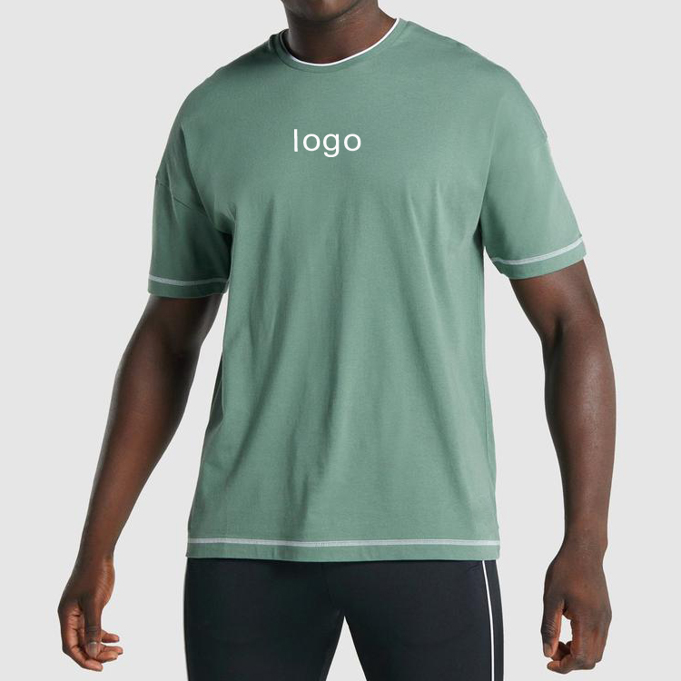 Contrast Stitching Gym Cotton Blank Fitness Streetwear Custom Logo Design T shirts For Men