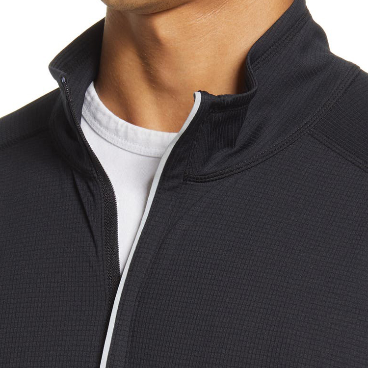 Lightweight Quick Dry Printed Logo Men Quarter Zip Long Sleeve Gym T Shirt With Thumb Hole detail pictures