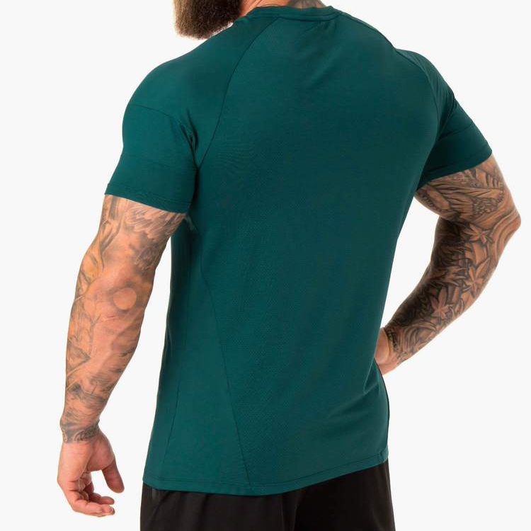 Custom Logo Polyester Body Building Plain Fitness Blank Sports Gym T shirts For Man detail pictures