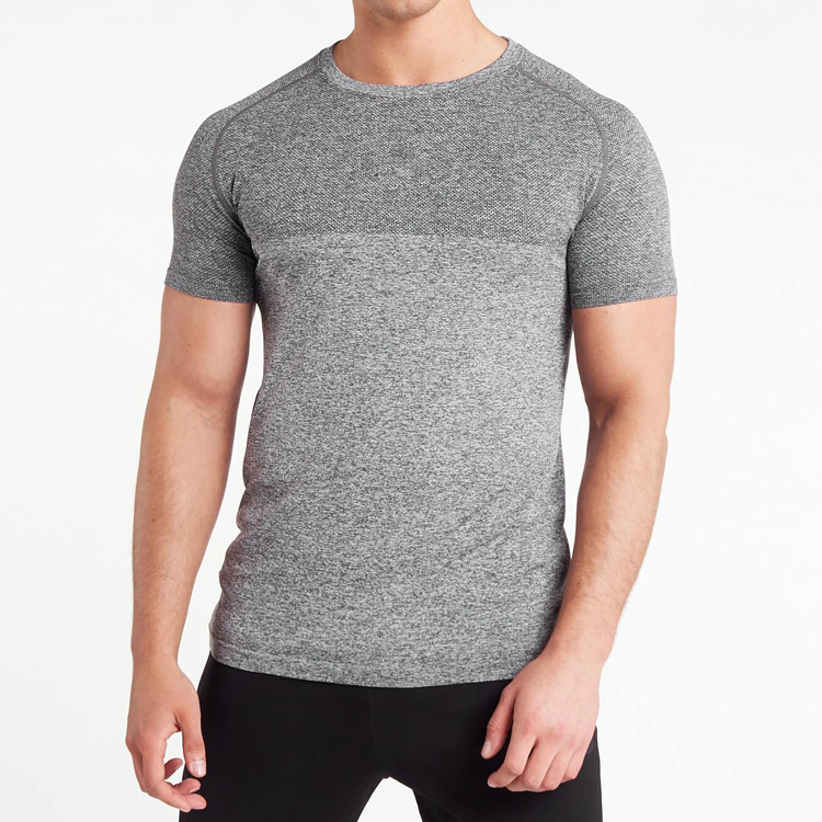 Wholesale Nylon Spandex Bodybuilding Slim Fit Gym Seamless T Shirts Custom Logo For Men