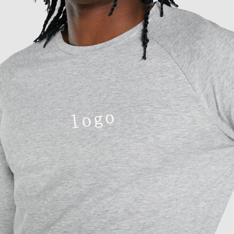 Factory Price Athletic Fitness Quick Dry Raglan Plain Gym Long Sleeve T Shirts For Men detail pictures