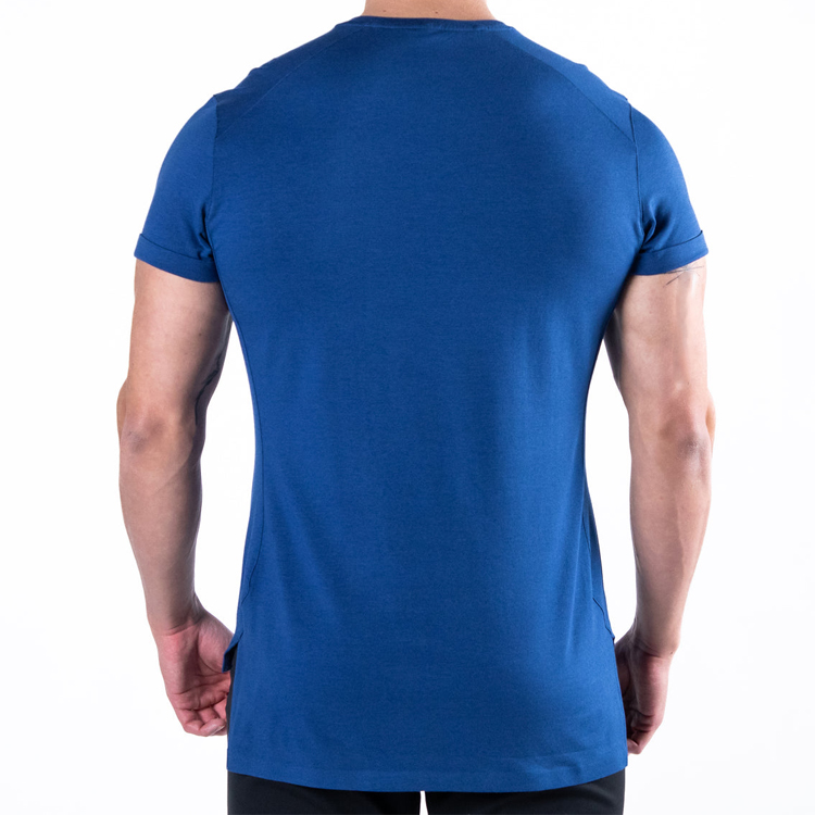 Muscle Fit Short Sleeve Custom Logo Men Blank Workout Plain Cotton T Shirts detail pictures