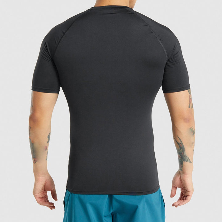 Custom logo Wholesale Short Sleeve Gym Slim Fit Compression Plain T Shirts For Men detail pictures