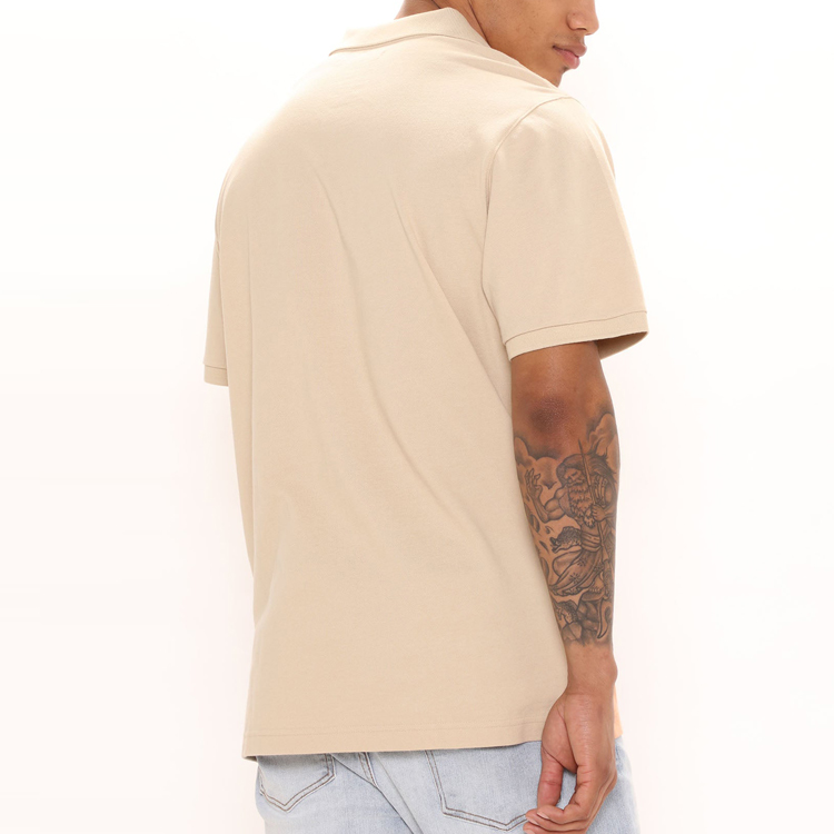 Wholesale Custom Color Block Quarter Zipper Workout Blank Men Cotton Polo T Shirts detail pictures