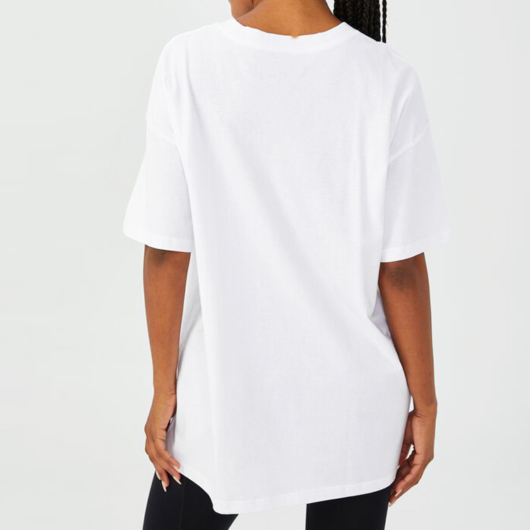 High Quality 100% Cotton Active Oversized White T Shirts Custom Logo For Women detail pictures