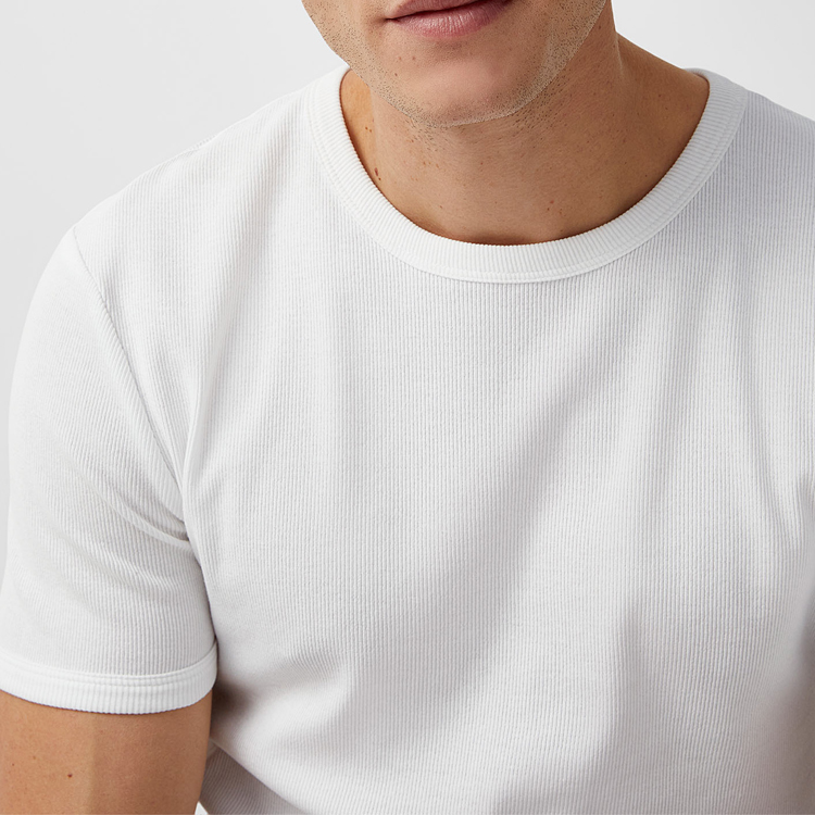 Wholesale Blank Tee Custom Logo Plain Workout Ribbed Fitted T Shirts For Men detail pictures