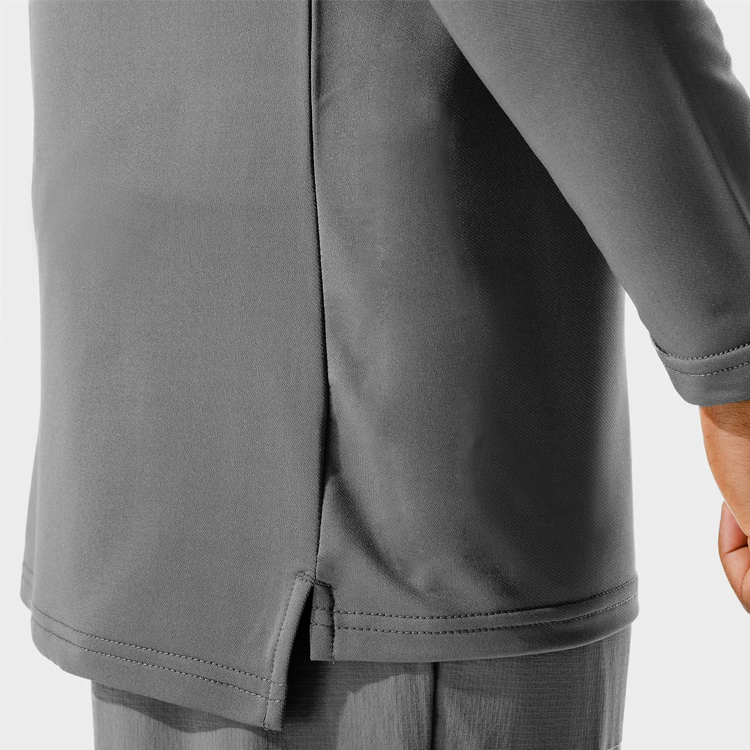 High Quality Quick Dry Polyester Quarter Zipper Long Sleeve Gym Plain T Shirts For Men detail pictures