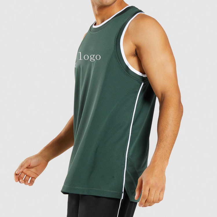 Wholesale Lightweight Mesh Fabric Custom Basketball Sports Gym Plain Tank Tops For Men detail pictures
