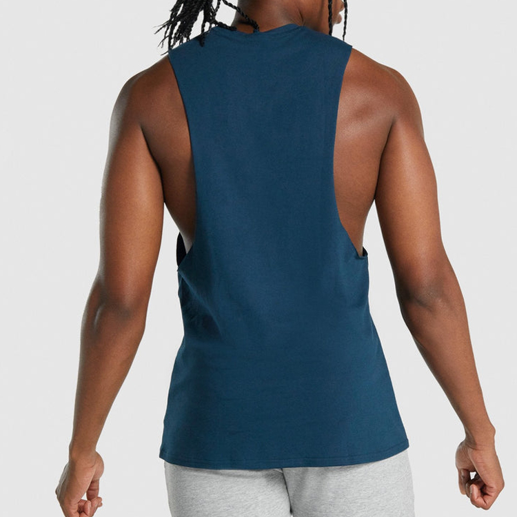 Wholesale High Quality Raw Deep Armhole Cotton Workout Gym Tank Tops For Men detail pictures