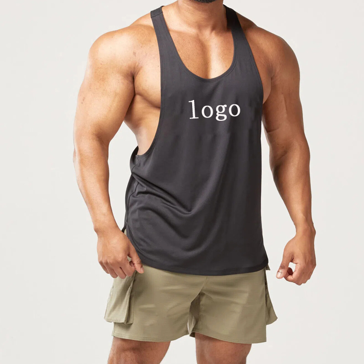 Factory Price Quick Dry Mesh Fabric Custom Plain Gym Singlet Muscle Tank Top Men