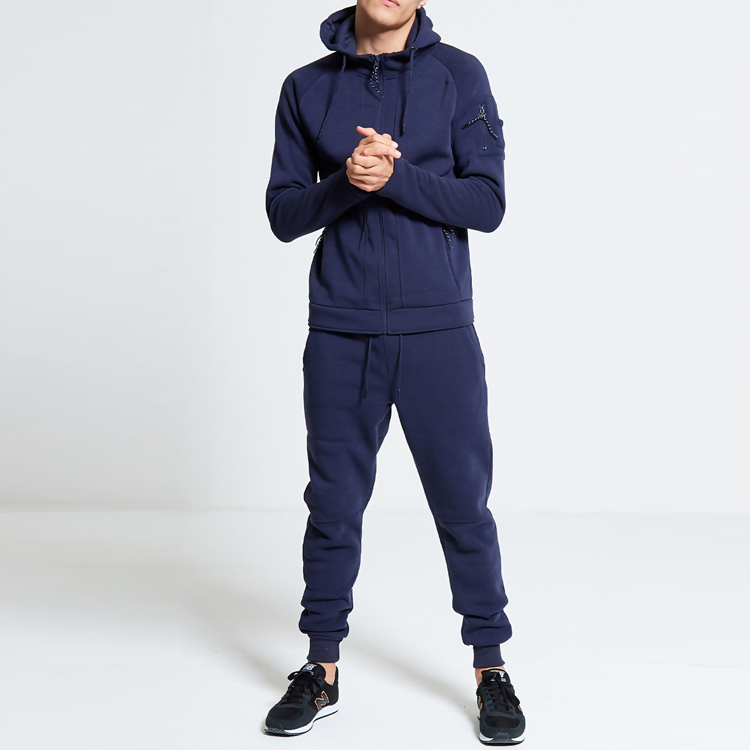 Wholesale High Quality Slim Fit Zip Up Cotton Customize Plain Tracksuit Set For Men