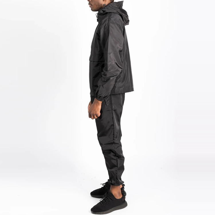 High Quality Front Quarter Zipper Track Jogging Set Men Nylon Windbreaker Tracksuit detail pictures