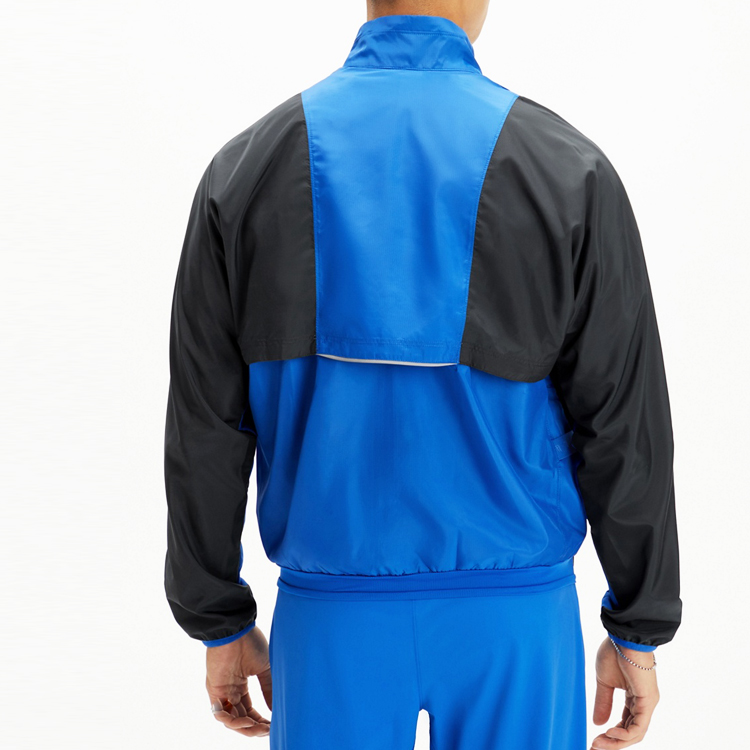 High Quality Nylon Windbreaker Track Set Custom Color Block Sports Tracksuit For Men detail pictures