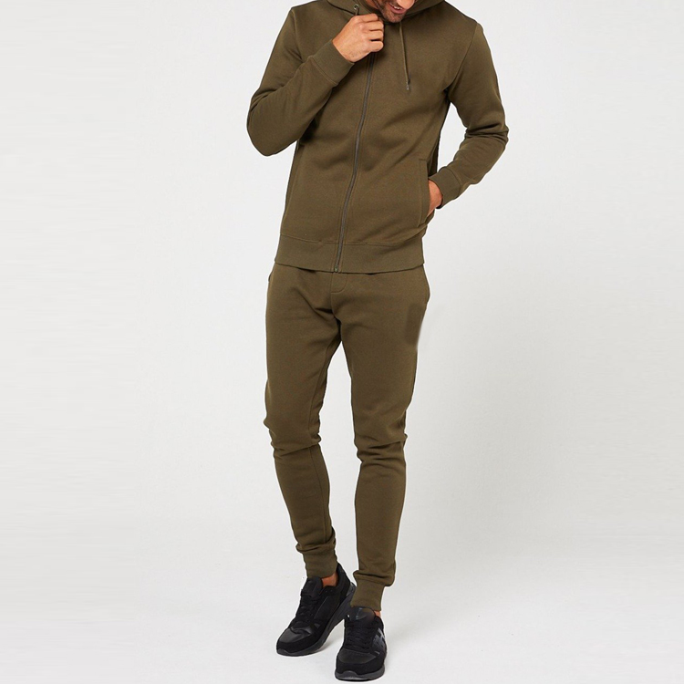 Wholesale Cotton Slim Fit Full Zip Hoodies Sports Plain Track Suit Sets For Men