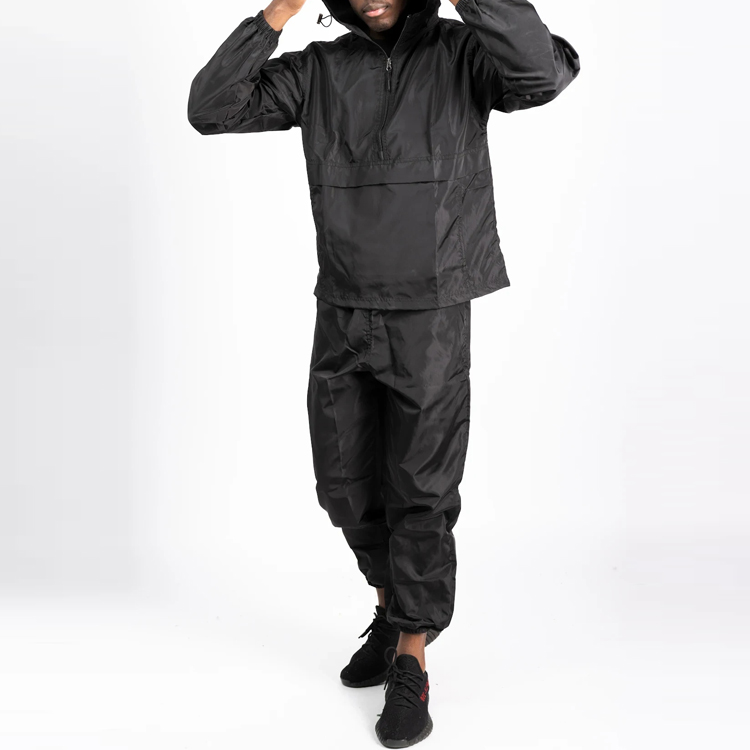 High Quality Front Quarter Zipper Track Jogging Set Men Nylon Windbreaker Tracksuit detail pictures