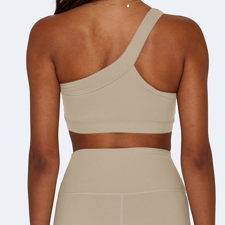 Wholesale Sexy Design High Stretch Custom Push Up One Shoulder Women Yoga Sports Bra detail pictures