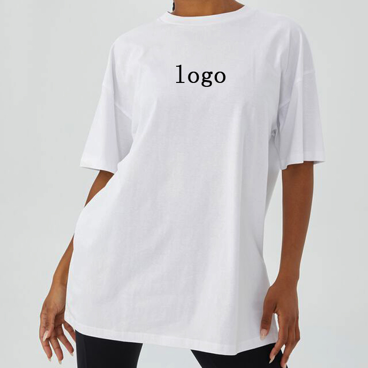 High Quality 100% Cotton Active Oversized White T Shirts Custom Logo For Women detail pictures