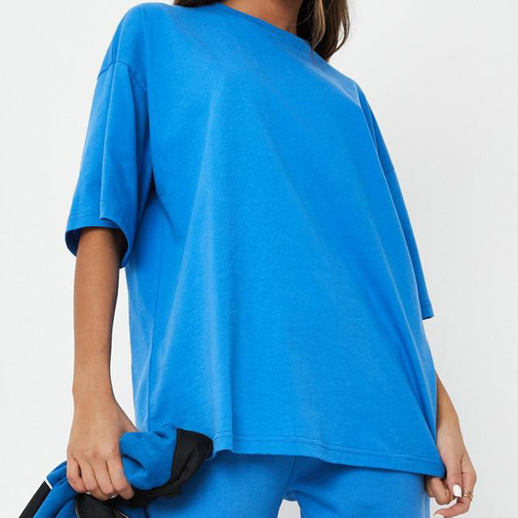 High Quality Crew Neck 100% Cotton Oversized Plain Workout T Shirts For Women detail pictures