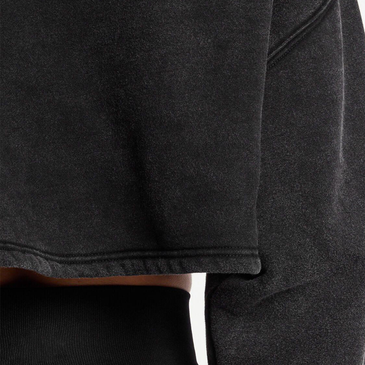 Wholesale Acid Washed 100% Cotton Embossed Logo Women Crop Blank Hoodies detail pictures