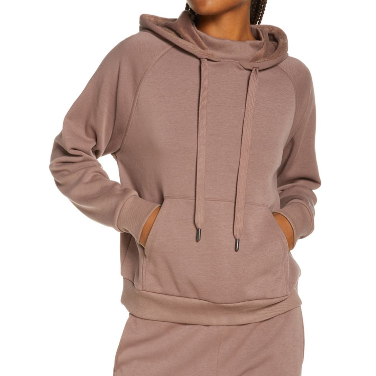 High Quality Plain Fitness Women Mock Neck Workout Pullovers Hoodies Custom Printed