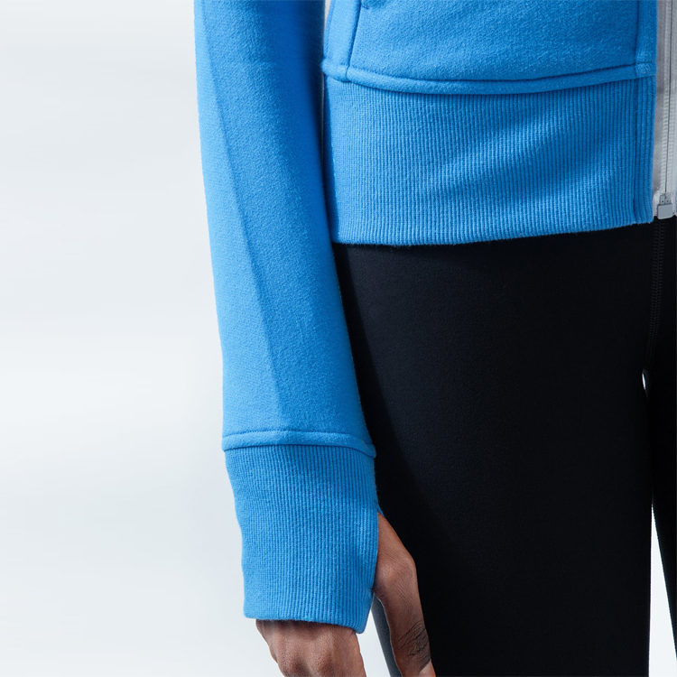 High Quality Custom Full Zip Slim Fit Cotton Gym Sports Women Hoodies With Thumb Hole detail pictures