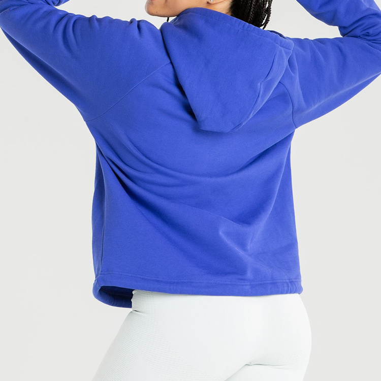 OEM Heavyweight Cotton Embroidery Logo Blank Essential Full Zip Up Hoodies For Women detail pictures
