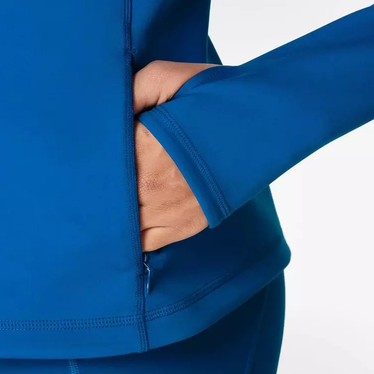 High Stretch Breathable Slim Fit Full Zip Up Gym Sports Jacket For Women With Thumb Hole detail pictures