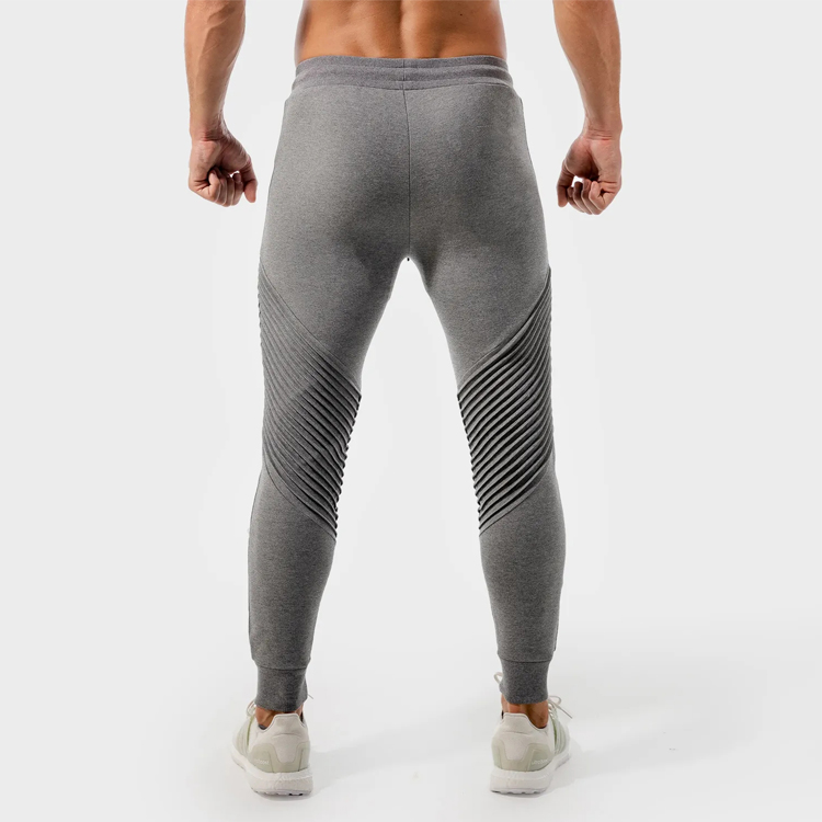 New Design Statement Ribbed Slim Fit Zipper Pocket Joggers Men Custom Athletic Sweat Pants detail pictures