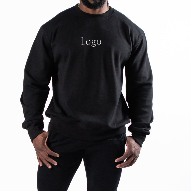 Height Weight Velvet Inside Custom Logo Crew Neck Men  Workout Pullover Sweatshirts